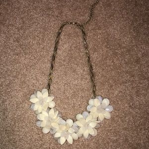 White Floral Statement Necklace